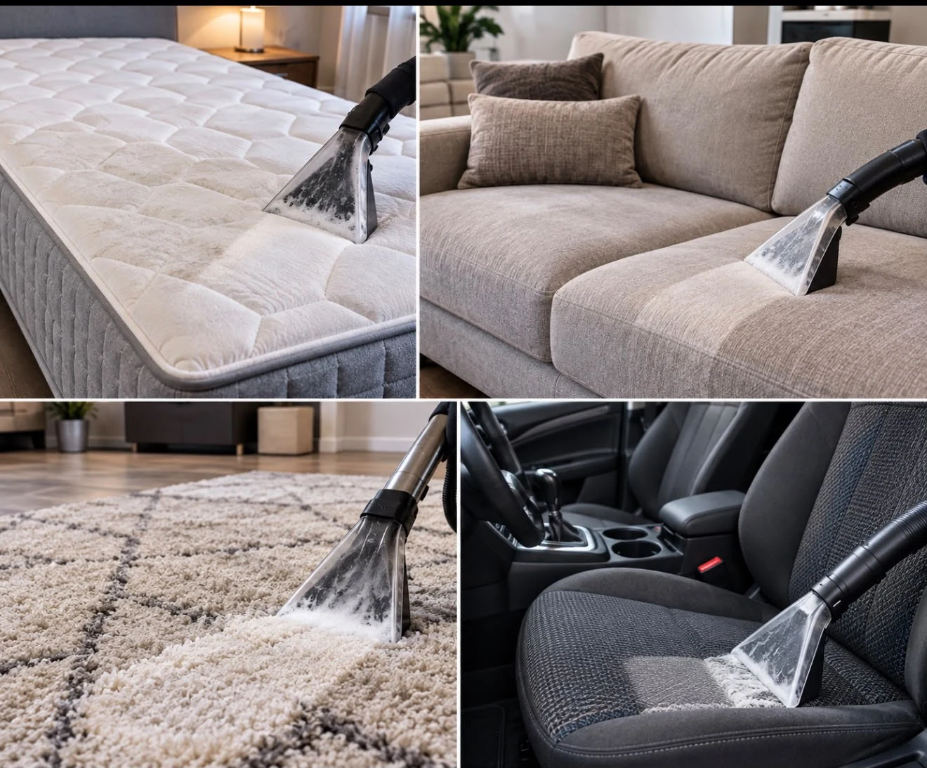 Nettoyage par injection-extraction d’un matelas, d’un canapé, d’un tapis et de sièges de voiture